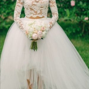 2 piece long sleeve wedding dress.